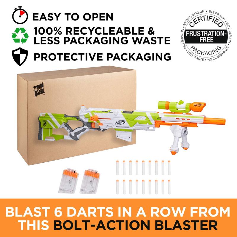 Brinquedo Blaster Nerf Longstrike Modulus com Acessórios e Dardos